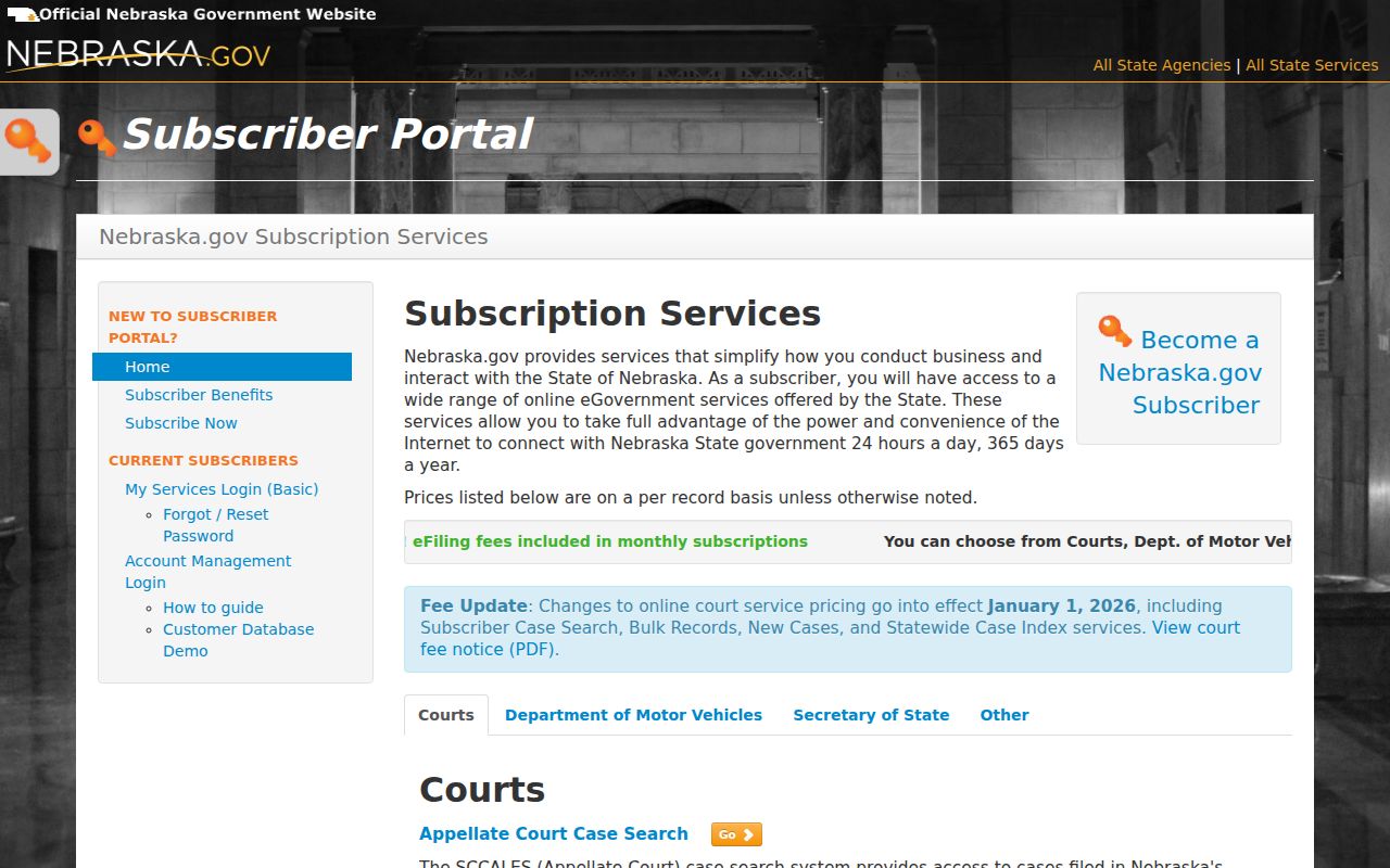 Morrill County case lookup reference for Nebraska subscriber access