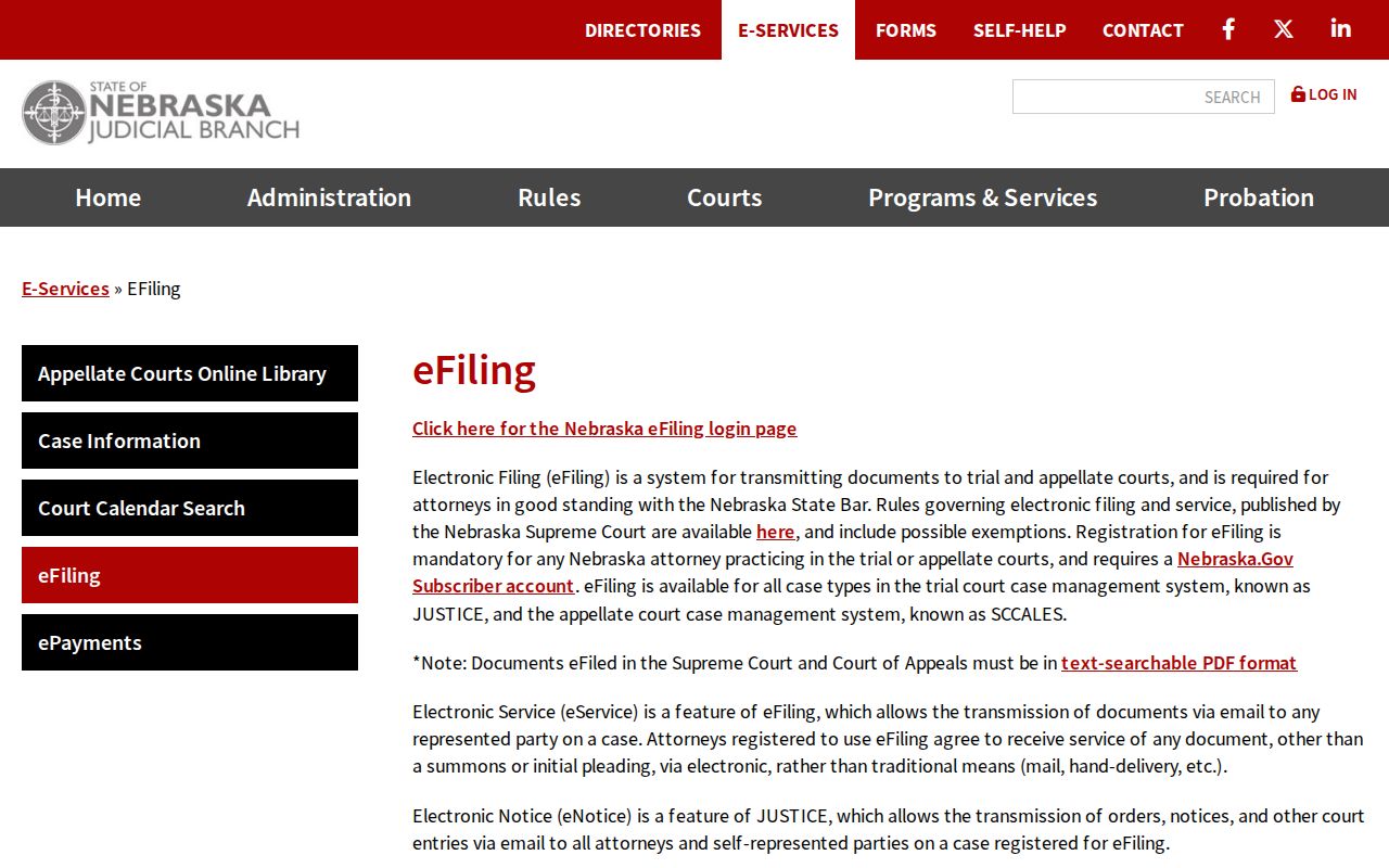 Morrill County case lookup reference for Nebraska trial court eFiling