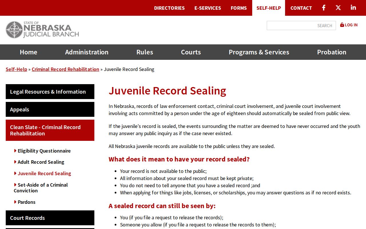 Morrill County court records reference for juvenile record sealing