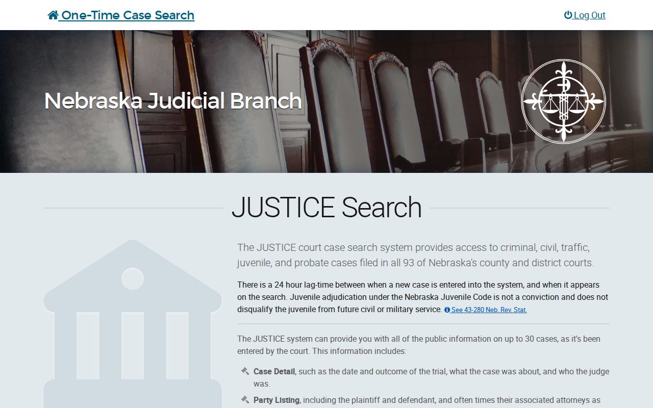 Morrill County criminal docket Nebraska JUSTICE one-time search