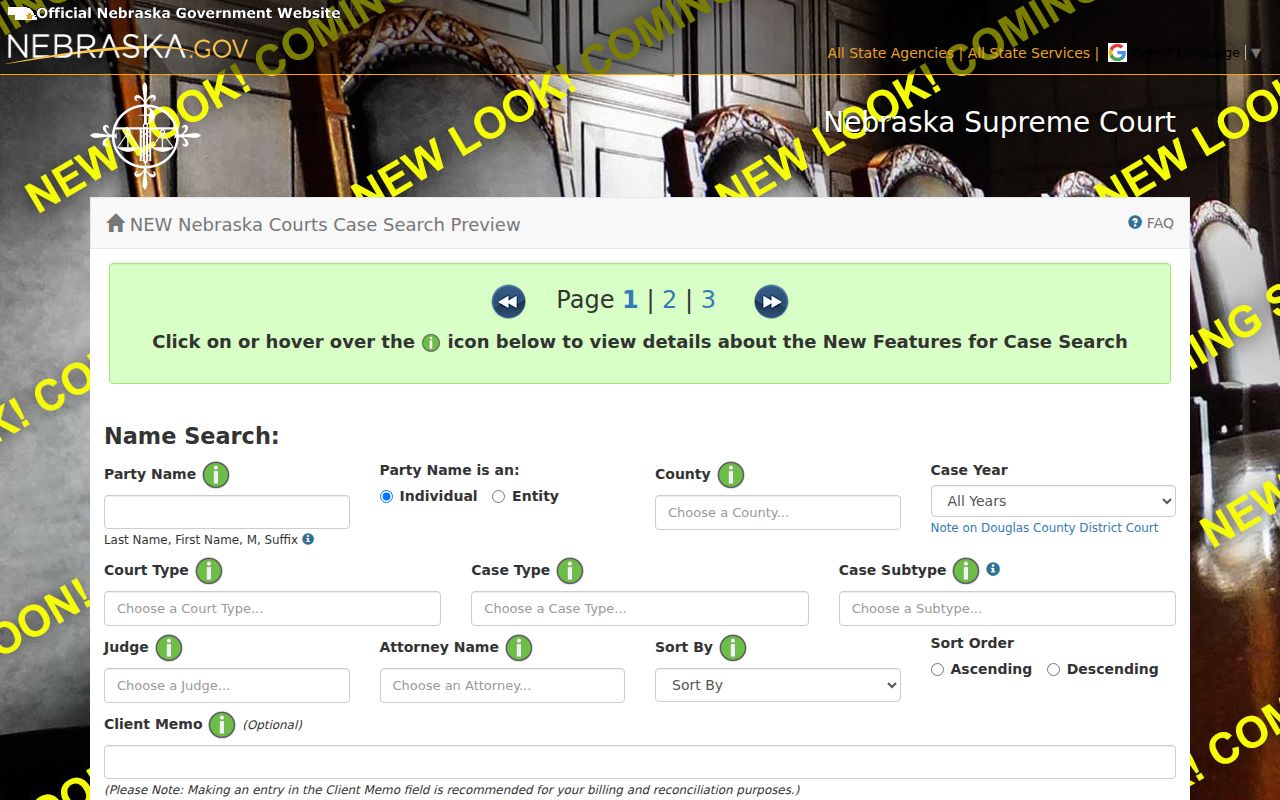 Morrill County criminal docket JUSTICE search fields
