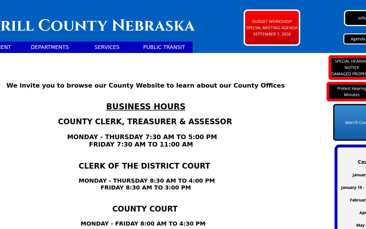 Morrill County court docket search through the official county government directory