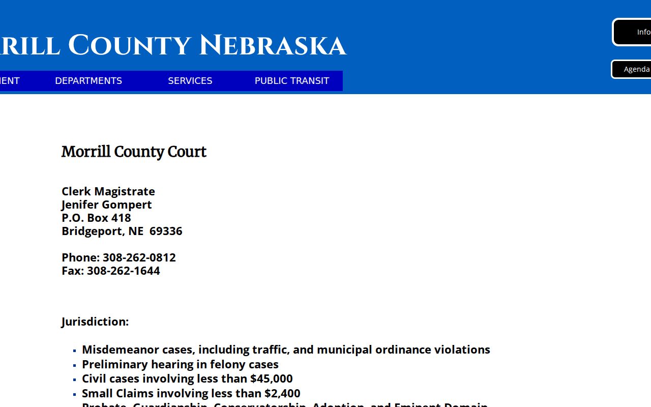 Morrill County court docket County Court source page