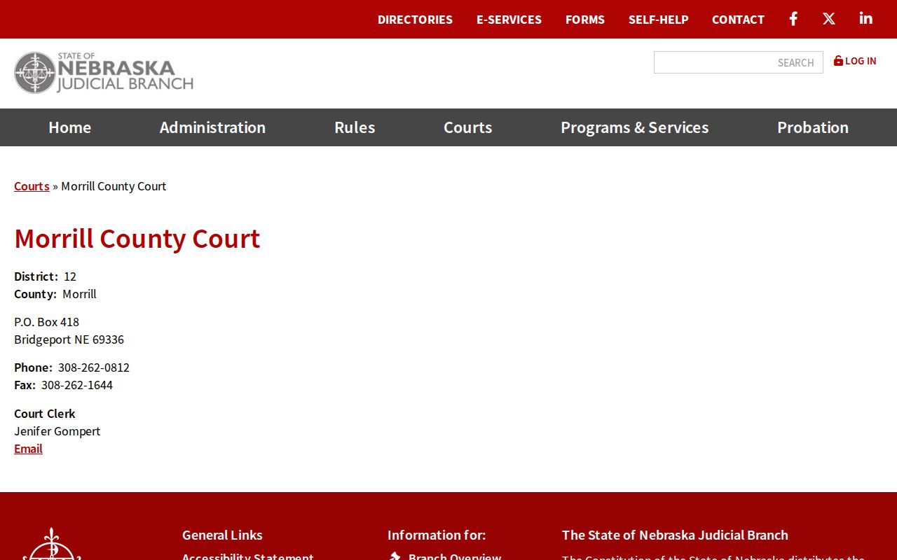Morrill County court docket official County Court directory