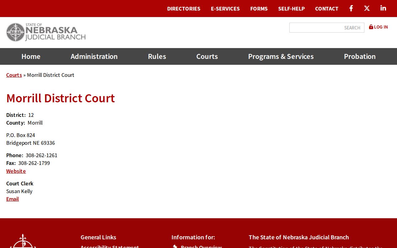 Morrill County court docket official District Court directory